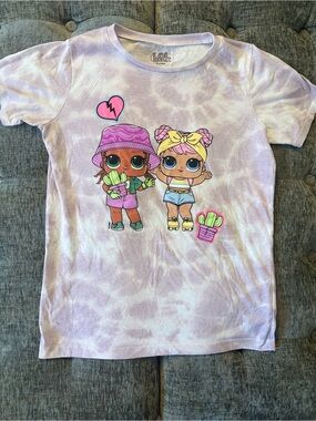 L.O.L. Surprise! Lavender Tie-Dye Tee with Colorful Doll Graphics